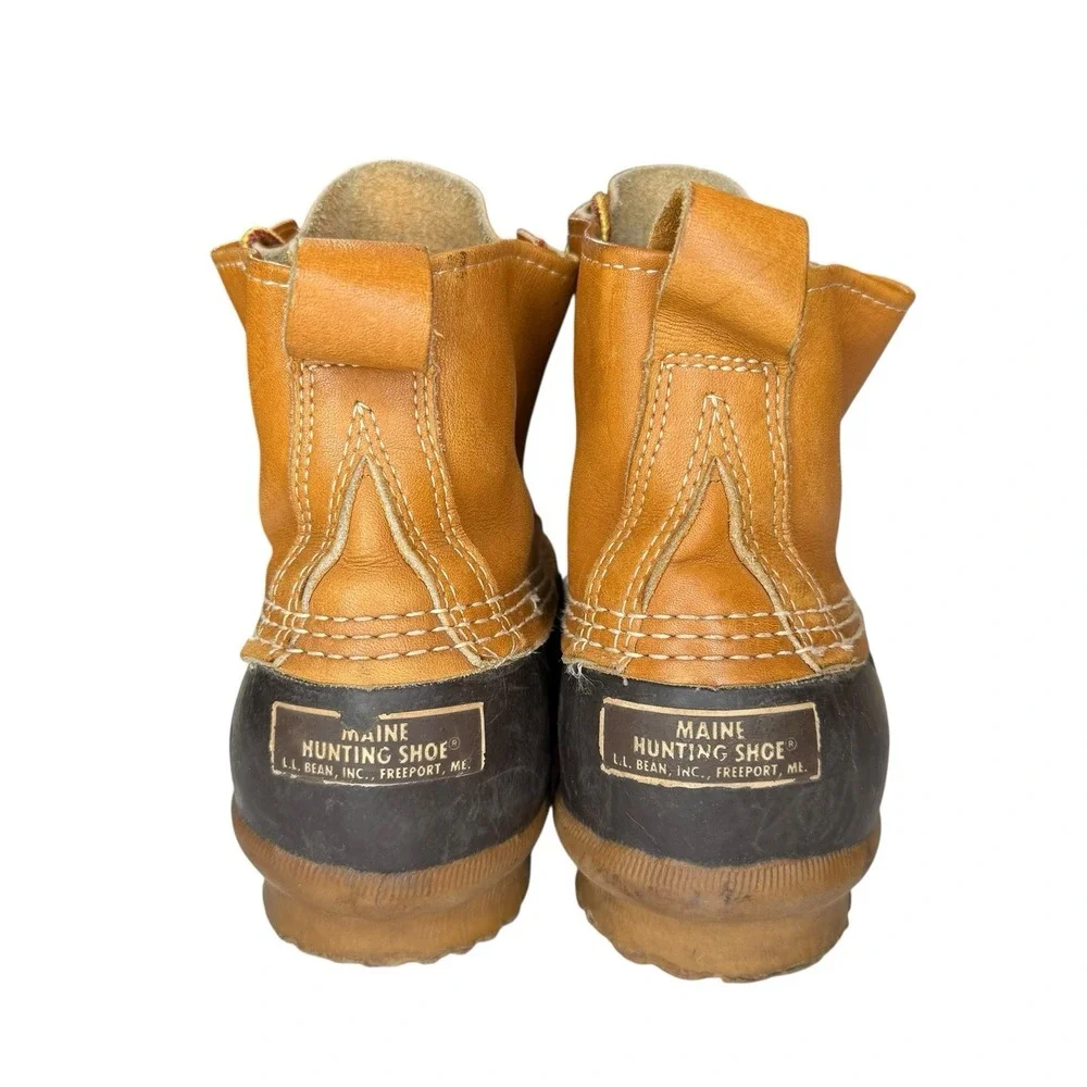 Vintage LL Bean Maine Hunting Shoe 70's‎ 80's USA Made Leather Brown Tan Size 8